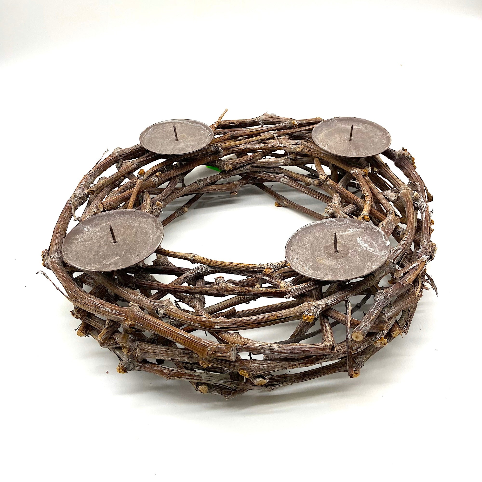 Corona de madera portavelas