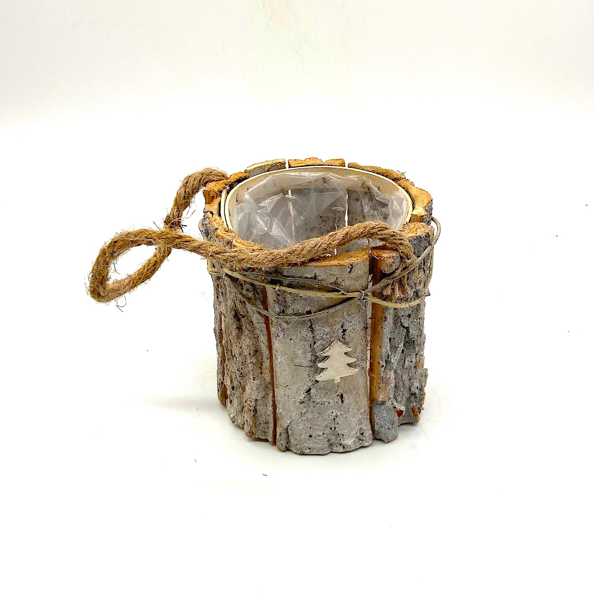 Cubre macetas de madera navideño